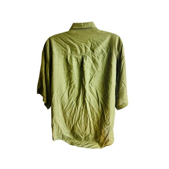 Code Zero XL Green Rayon Shirt 90s Y2K Vibe Soft Boxy Fit Summer Casual - Picture 3 of 4